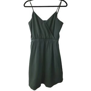 Madewell Wrap Front Cami Dress Emerald Hunter Green Pockets! Style E6425 SZ 10